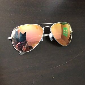 Rose gold aviator ray bans